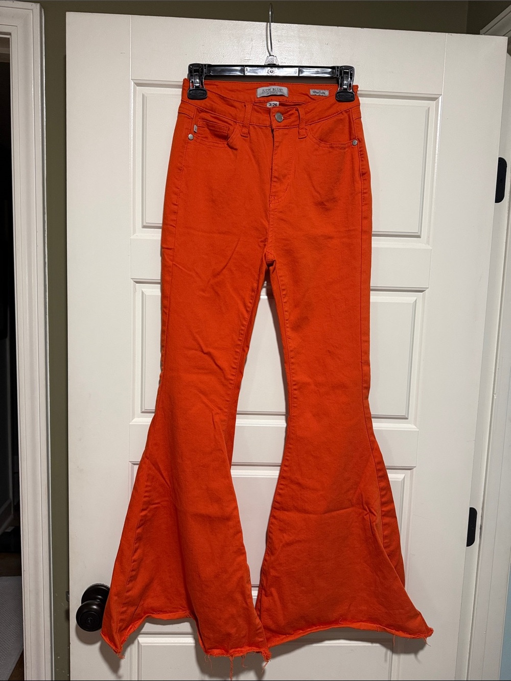Judy Blue Vibrant Orange Flare Wide Leg Jeans